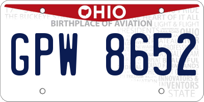 OH license plate GPW8652
