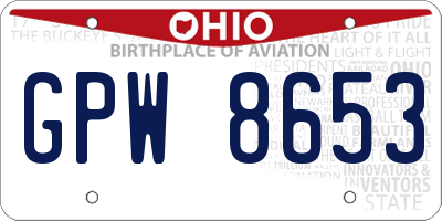 OH license plate GPW8653
