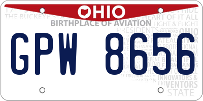 OH license plate GPW8656