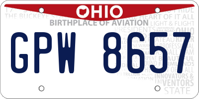 OH license plate GPW8657