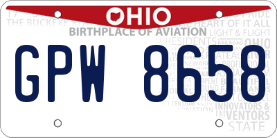 OH license plate GPW8658