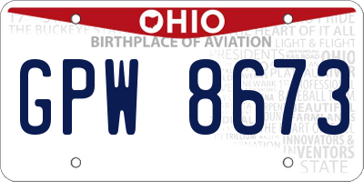 OH license plate GPW8673