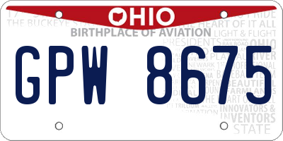 OH license plate GPW8675