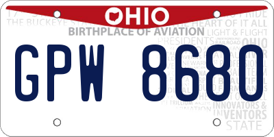 OH license plate GPW8680