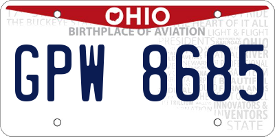 OH license plate GPW8685