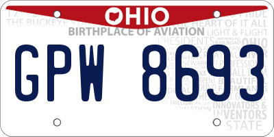 OH license plate GPW8693