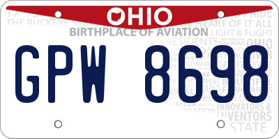 OH license plate GPW8698