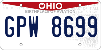 OH license plate GPW8699