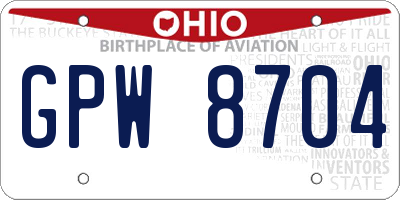OH license plate GPW8704