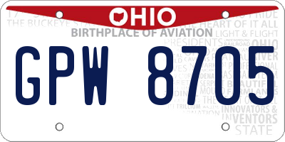 OH license plate GPW8705