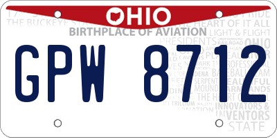OH license plate GPW8712
