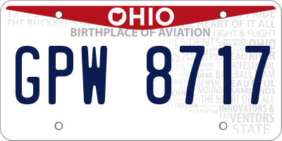 OH license plate GPW8717