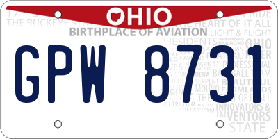 OH license plate GPW8731