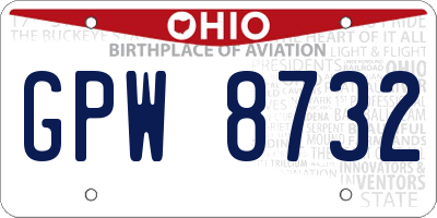 OH license plate GPW8732