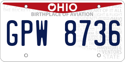 OH license plate GPW8736