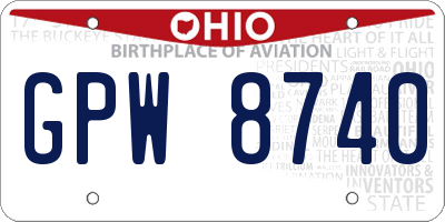 OH license plate GPW8740