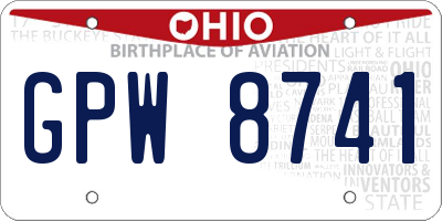 OH license plate GPW8741