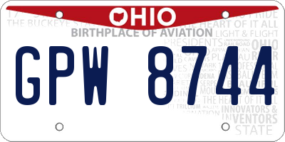 OH license plate GPW8744