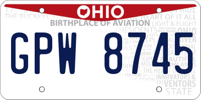 OH license plate GPW8745