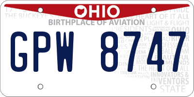 OH license plate GPW8747