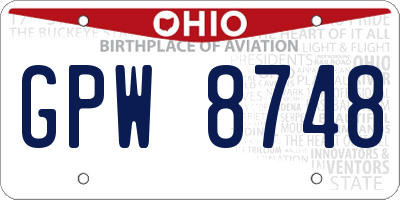 OH license plate GPW8748