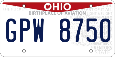 OH license plate GPW8750