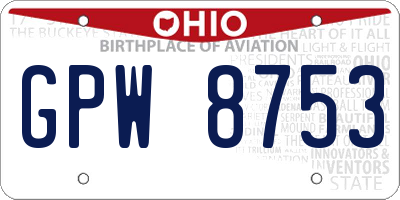 OH license plate GPW8753