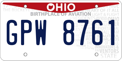 OH license plate GPW8761