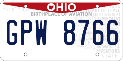 OH license plate GPW8766