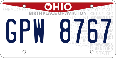 OH license plate GPW8767