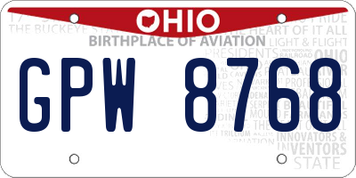 OH license plate GPW8768