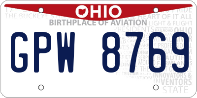 OH license plate GPW8769
