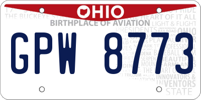 OH license plate GPW8773