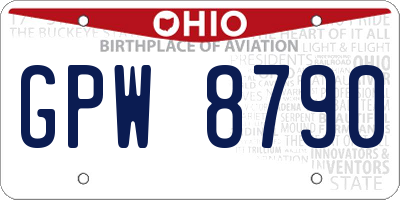OH license plate GPW8790