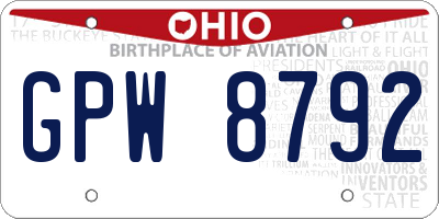 OH license plate GPW8792