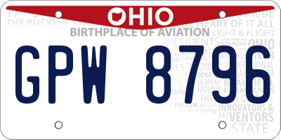 OH license plate GPW8796