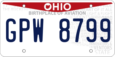 OH license plate GPW8799