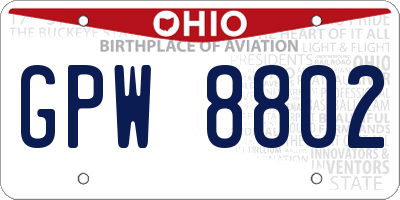 OH license plate GPW8802