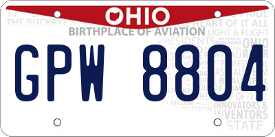 OH license plate GPW8804