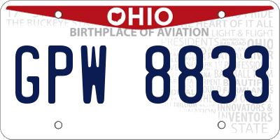 OH license plate GPW8833