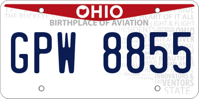 OH license plate GPW8855