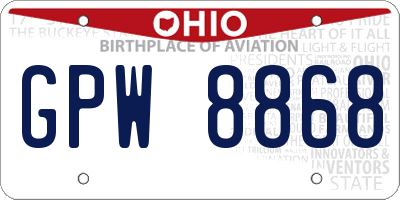 OH license plate GPW8868