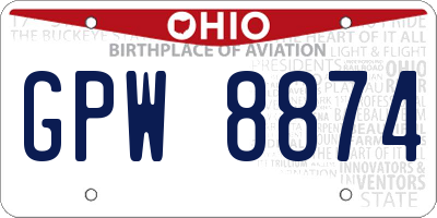 OH license plate GPW8874