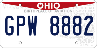 OH license plate GPW8882