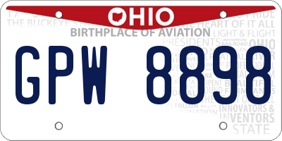 OH license plate GPW8898