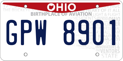 OH license plate GPW8901