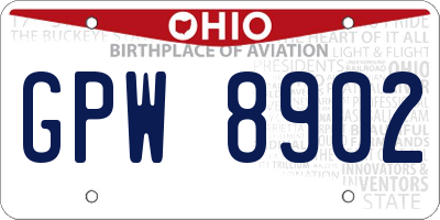 OH license plate GPW8902
