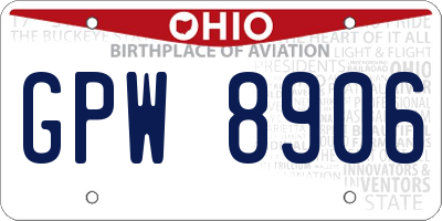 OH license plate GPW8906