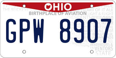 OH license plate GPW8907
