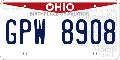 OH license plate GPW8908